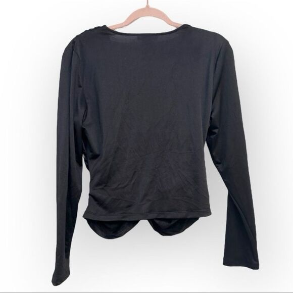 Sincerely Jules Black Ruched Long Sleeve Top – Size Large - Picture 2 of 4
